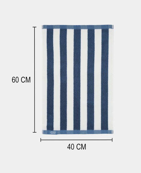 Cotton Terry Ultrasoft and Durable Striped Hand Towel with Hanger Loop - Provincial Blue (Pack of 2)
