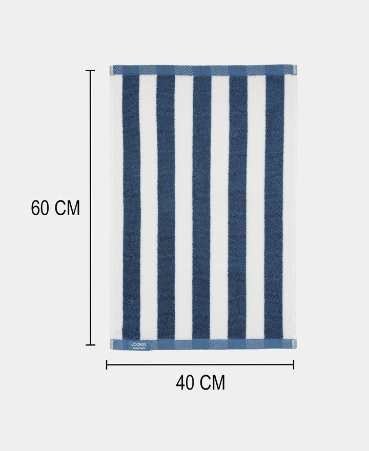 Cotton Terry Ultrasoft and Durable Striped Hand Towel with Hanger Loop - Provincial Blue (Pack of 2)