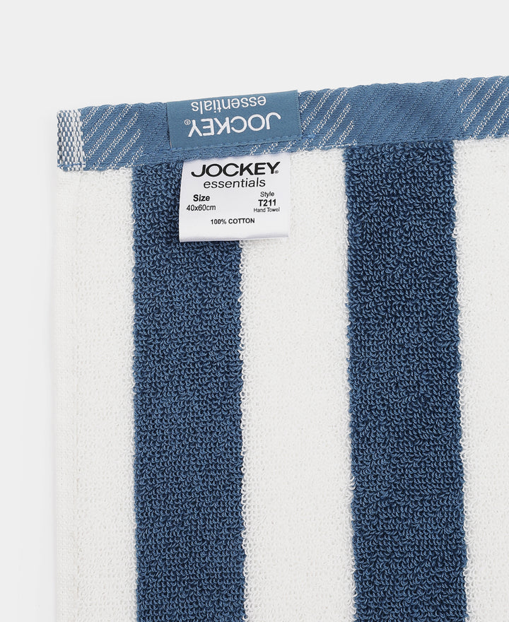 Cotton Terry Ultrasoft and Durable Striped Hand Towel with Hanger Loop - Provincial Blue (Pack of 2)