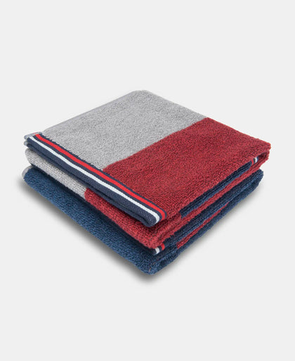 Cotton Rich Terry Ultrasoft and Durable Grindle Hand Towel - Red Grindle (Pack of 2)