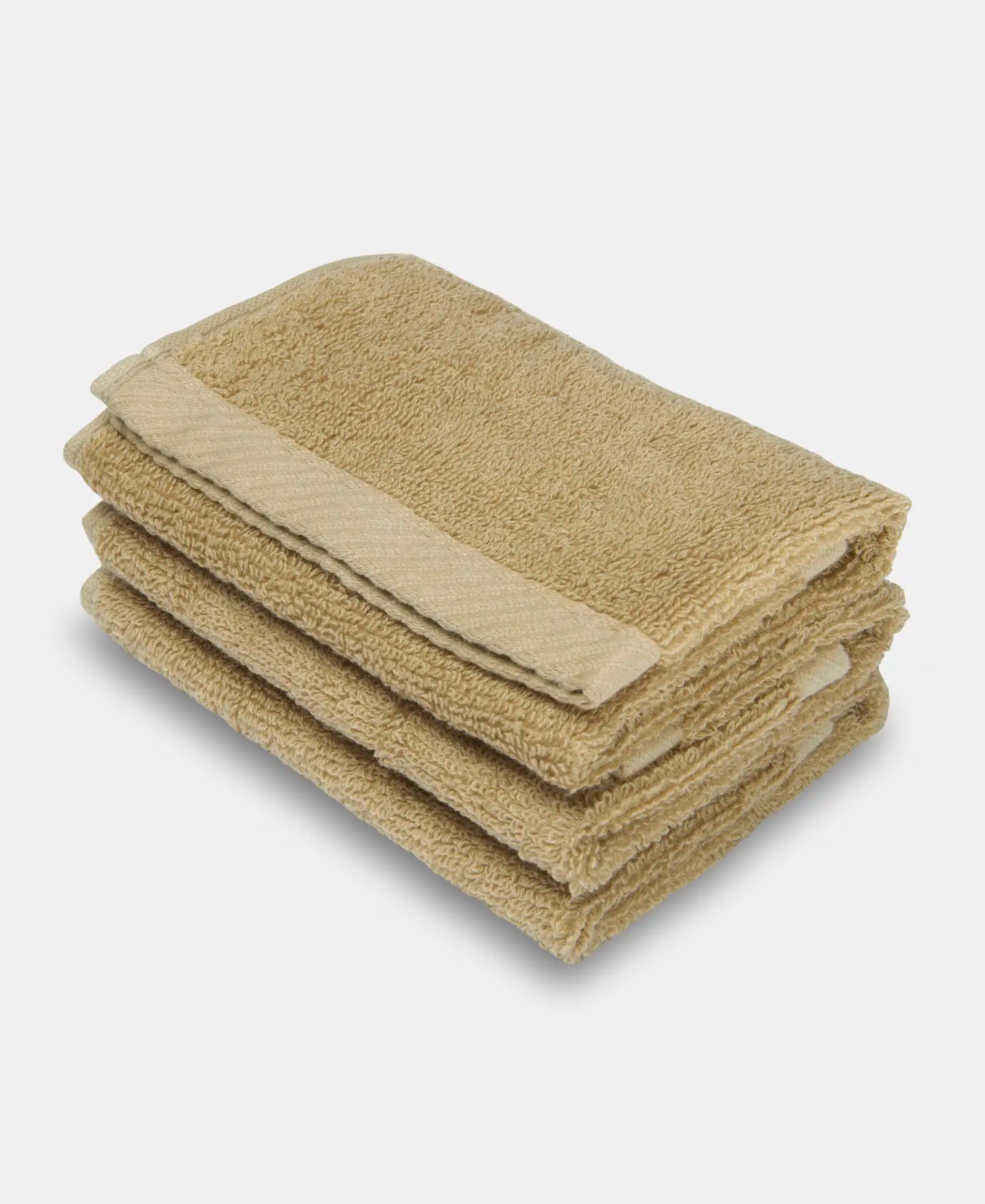 Cotton Terry Ultrasoft and Durable Solid Face Towel - Camel (Pack of 3)