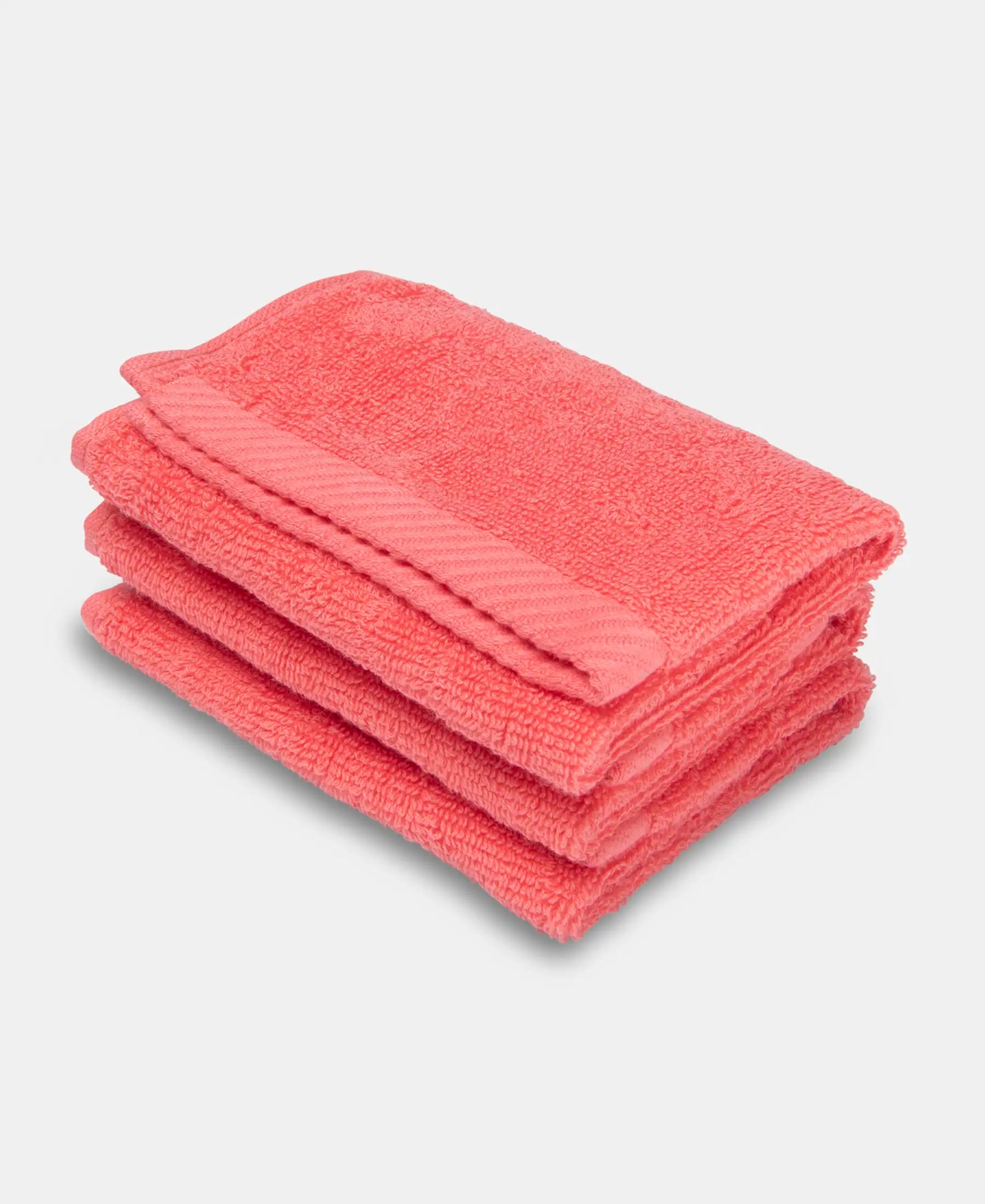 Cotton Terry Ultrasoft and Durable Solid Face Towel - Coral (Pack of 3)