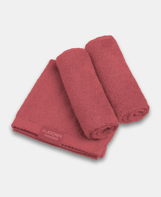 Cotton Terry Ultrasoft and Durable Solid Face Towel - Garnet Rose (Pack of 3)