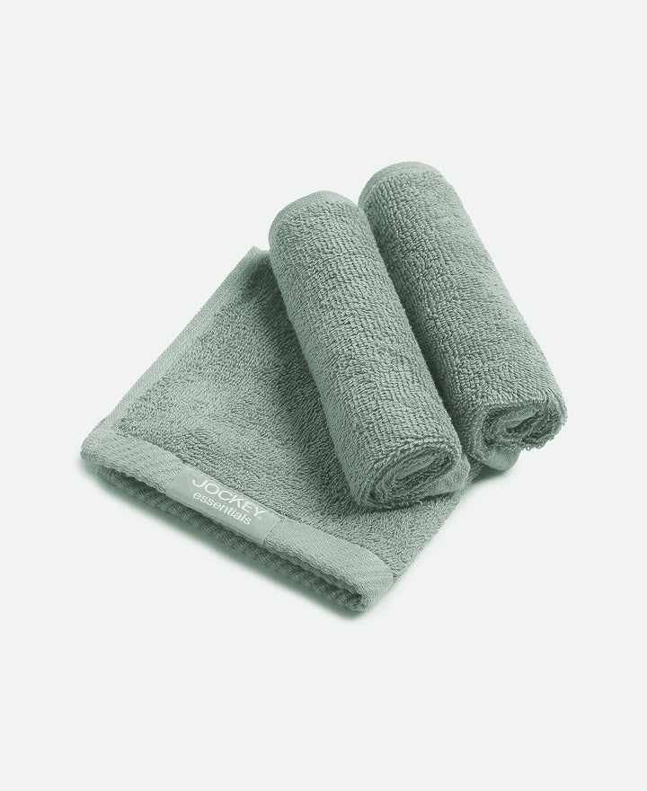 Cotton Terry Ultrasoft and Durable Solid Face Towel - Sage (Pack of 3)
