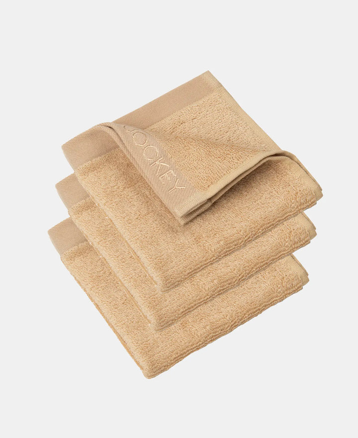Bamboo Cotton Blend Terry Ultrasoft and Durable Face Towel with Natural StayFresh Properties - Beige (Pack of 3)