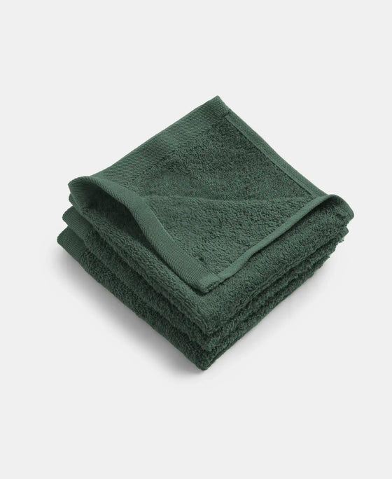 Bamboo Cotton Blend Terry Ultrasoft and Durable Face Towel with Natural StayFresh Properties - Balsam Green (Pack of 3)