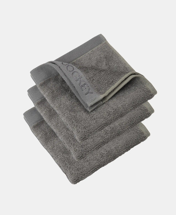 Bamboo Cotton Blend Terry Ultrasoft and Durable Face Towel with Natural StayFresh Properties - Grey (Pack of 3)