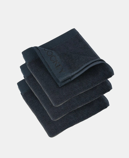 Bamboo Cotton Blend Terry Ultrasoft and Durable Face Towel with Natural StayFresh Properties - Navy (Pack of 3)