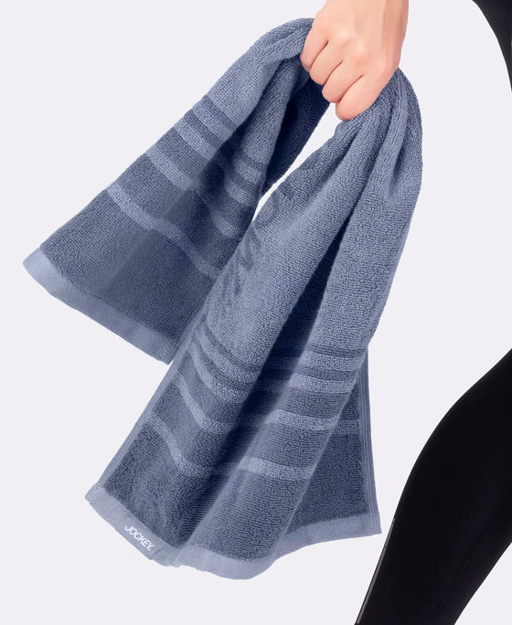 Cotton Terry Ultrasoft and Durable Striped Gym Towel - Cosmic Grey (Pack of 2)