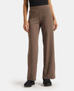 Super Combed Cotton Rich Relaxed Fit Wide Leg Pants with Zipper Pockets - Dark Khaki