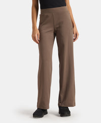 Super Combed Cotton Rich Relaxed Fit Wide Leg Pants with Zipper Pockets - Dark Khaki