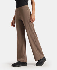 Super Combed Cotton Rich Relaxed Fit Wide Leg Pants with Zipper Pockets - Dark Khaki