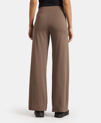 Super Combed Cotton Rich Relaxed Fit Wide Leg Pants with Zipper Pockets - Dark Khaki