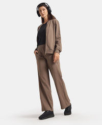 Super Combed Cotton Rich Relaxed Fit Wide Leg Pants with Zipper Pockets - Dark Khaki