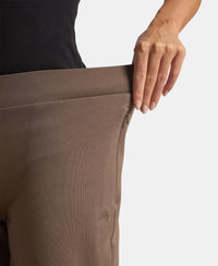 Super Combed Cotton Rich Relaxed Fit Wide Leg Pants with Zipper Pockets - Dark Khaki