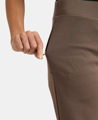 Super Combed Cotton Rich Relaxed Fit Wide Leg Pants with Zipper Pockets - Dark Khaki