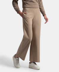 Super Combed Cotton Rich Relaxed Fit Wide Leg Pants with Zipper Pockets - Desert Taupe