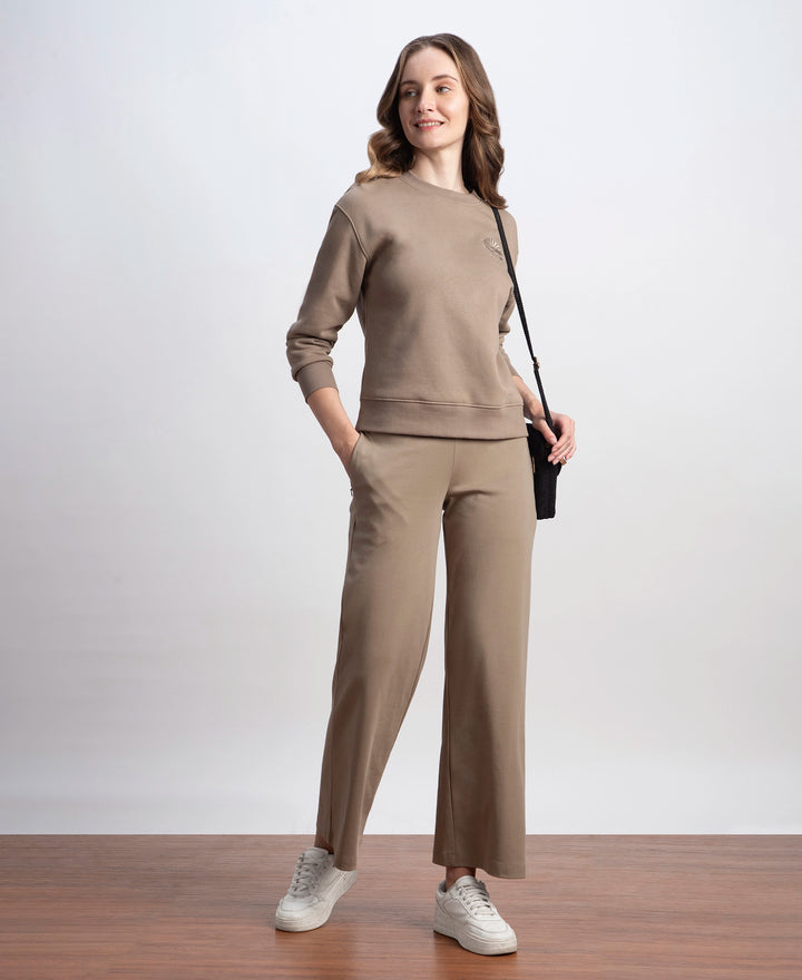 Super Combed Cotton Rich Relaxed Fit Wide Leg Pants with Zipper Pockets - Desert Taupe