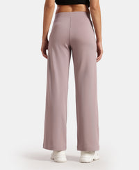 Super Combed Cotton Rich Relaxed Fit Wide Leg Pants with Zipper Pockets - Quail