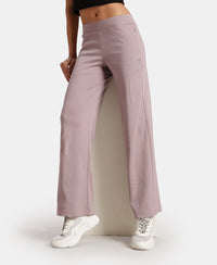 Super Combed Cotton Rich Relaxed Fit Wide Leg Pants with Zipper Pockets - Quail