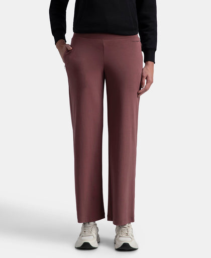 Super Combed Cotton Rich Relaxed Fit Wide Leg Pants with Zipper Pockets - Wild Ginger