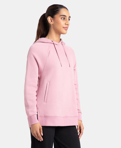 Super Combed Cotton Rich Fleece Fabric Raglan Sleeve Hoodie Sweatshirt - Lilas