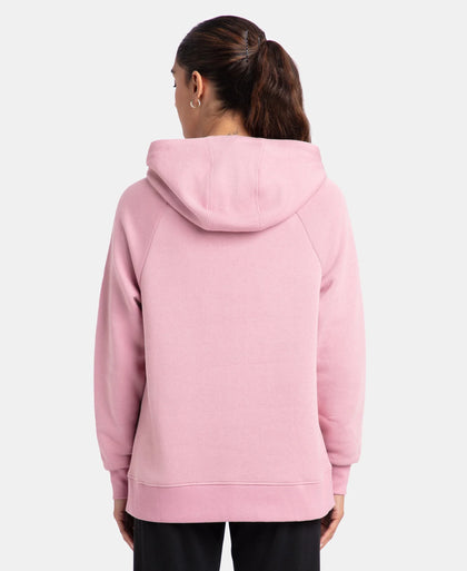Super Combed Cotton Rich Fleece Fabric Raglan Sleeve Hoodie Sweatshirt - Lilas