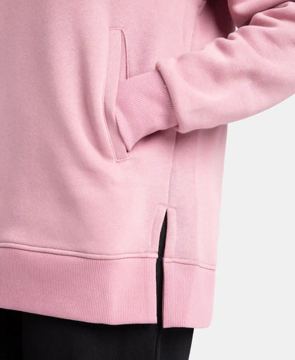 Super Combed Cotton Rich Fleece Fabric Raglan Sleeve Hoodie Sweatshirt - Lilas