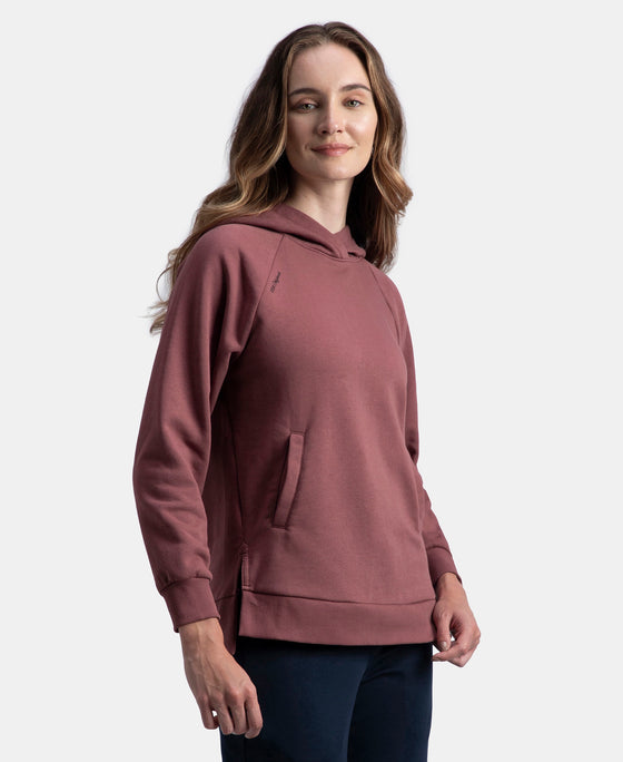 Super Combed Cotton Rich Fleece Fabric Raglan Sleeve Hoodie Sweatshirt - Wild Ginger