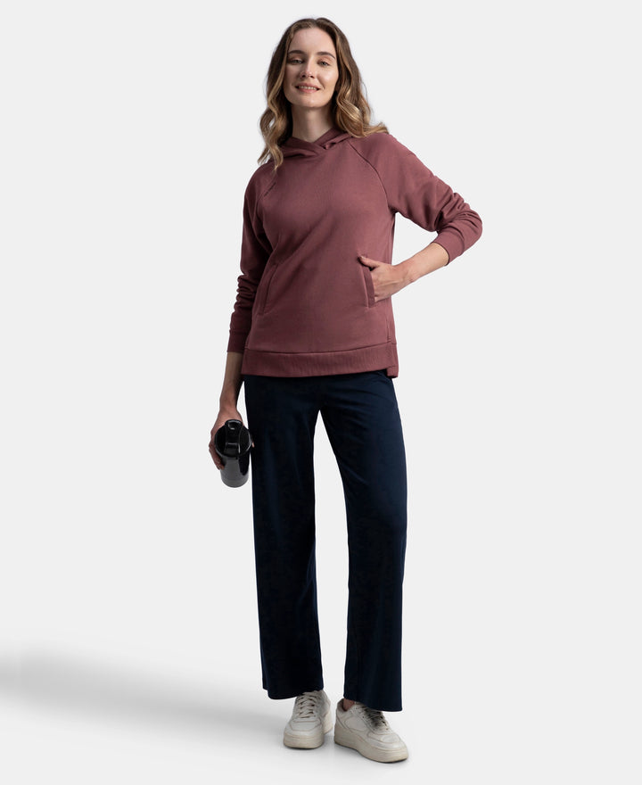 Super Combed Cotton Rich Fleece Fabric Raglan Sleeve Hoodie Sweatshirt - Wild Ginger