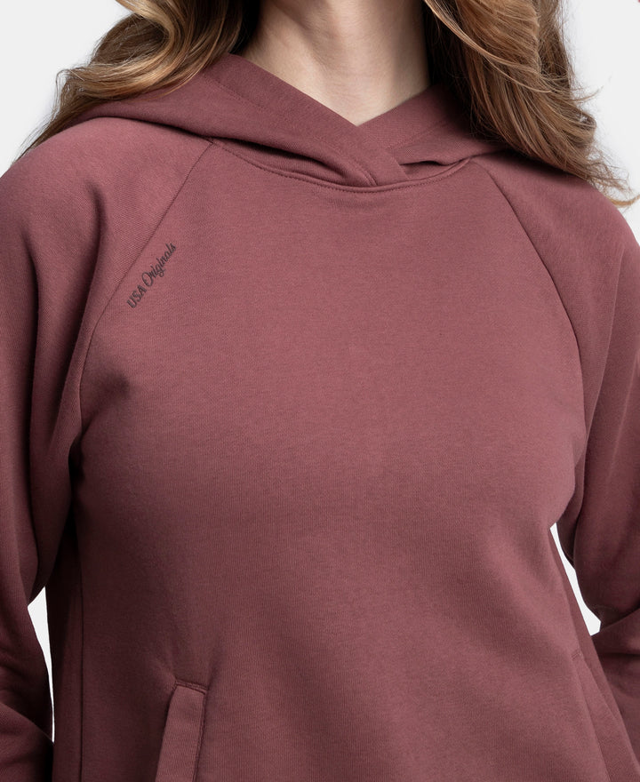 Super Combed Cotton Rich Fleece Fabric Raglan Sleeve Hoodie Sweatshirt - Wild Ginger