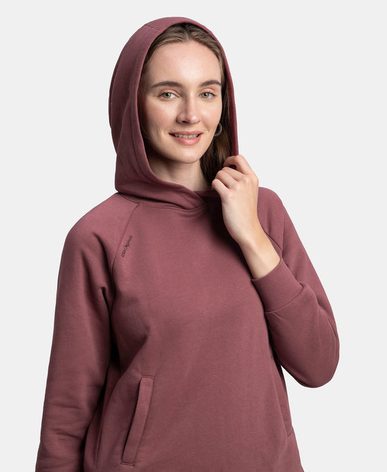 Super Combed Cotton Rich Fleece Fabric Raglan Sleeve Hoodie Sweatshirt - Wild Ginger