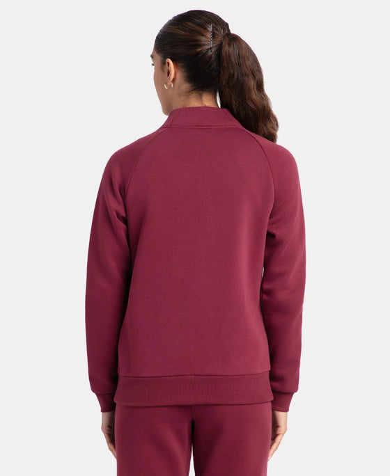 Super Combed Cotton Rich Fleece Fabric Full Zip High Neck Jacket with Front Pockets - Maroon Banner