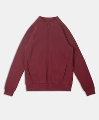 Super Combed Cotton Rich Fleece Fabric Full Zip High Neck Jacket with Front Pockets - Maroon Banner