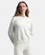 Super Combed Cotton Rich Fleece Fabric Printed Sweatshirt with Drop Shoulder Styling - Cannoli Cream
