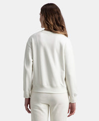 Super Combed Cotton Rich Fleece Fabric Printed Sweatshirt with Drop Shoulder Styling - Cannoli Cream