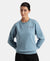 Super Combed Cotton Rich Fleece Fabric Printed Sweatshirt with Drop Shoulder Styling - Provincial Blue