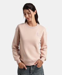 Super Combed Cotton Rich Fleece Fabric Printed Sweatshirt with Drop Shoulder Styling - Rose Dust