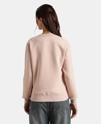 Super Combed Cotton Rich Fleece Fabric Printed Sweatshirt with Drop Shoulder Styling - Rose Dust