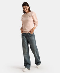 Super Combed Cotton Rich Fleece Fabric Printed Sweatshirt with Drop Shoulder Styling - Rose Dust