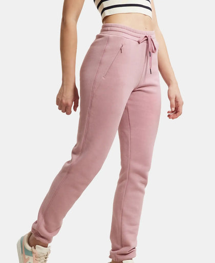 Super Combed Cotton Rich Fleece Fabric Relaxed Fit Trackpants With Zipper Pockets - Lilas