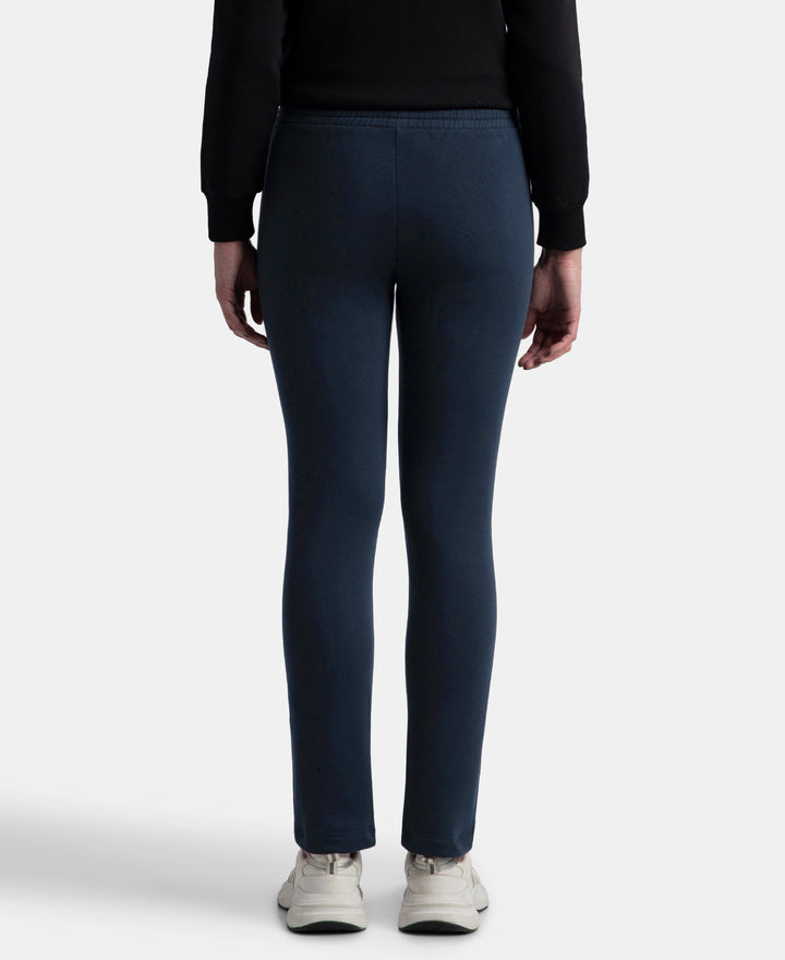 Super Combed Cotton Rich Fleece Fabric Relaxed Fit Trackpants with Zipper Pockets - Navy