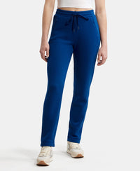 Super Combed Cotton Rich Fleece Fabric Relaxed Fit Trackpants with Zipper Pockets - Navy Peony