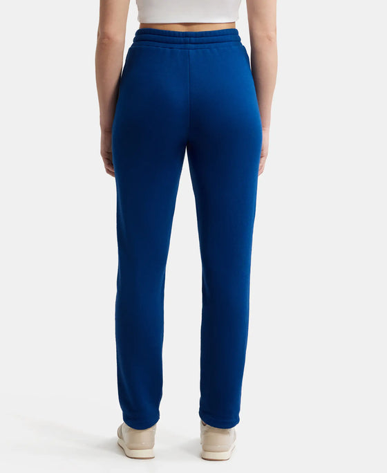 Super Combed Cotton Rich Fleece Fabric Relaxed Fit Trackpants with Zipper Pockets - Navy Peony