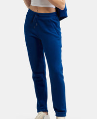 Super Combed Cotton Rich Fleece Fabric Relaxed Fit Trackpants with Zipper Pockets - Navy Peony