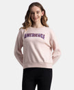 Super Combed Cotton Rich Fleece Fabric Oversized Printed Sweatshirt with StayWarm Tech - Hushed Violet