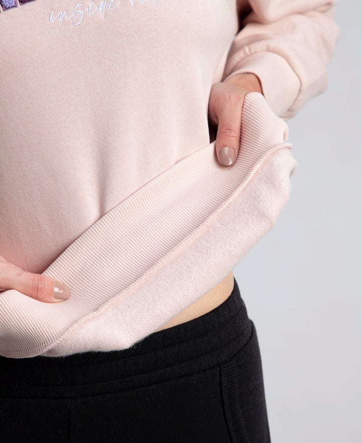 Super Combed Cotton Rich Fleece Fabric Oversized Printed Sweatshirt with StayWarm Tech - Hushed Violet