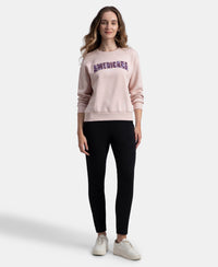 Super Combed Cotton Rich Fleece Fabric Oversized Printed Sweatshirt with StayWarm Tech - Hushed Violet