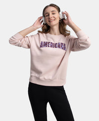Super Combed Cotton Rich Fleece Fabric Oversized Printed Sweatshirt with StayWarm Tech - Hushed Violet