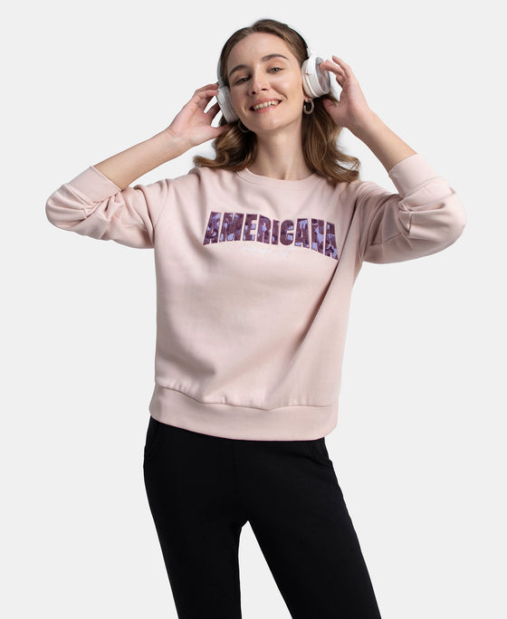 Super Combed Cotton Rich Fleece Fabric Oversized Printed Sweatshirt with StayWarm Tech - Hushed Violet